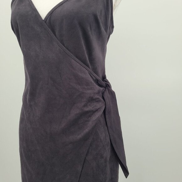By the Way Desiree Faux Suede Wrap Dress -Black - Picture 3 of 12